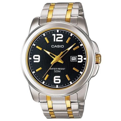 【CASIO 卡西歐】經典黑金款 指針男錶 不鏽鋼錶帶 MTP-1314SG (MTP-1314SG-1A)