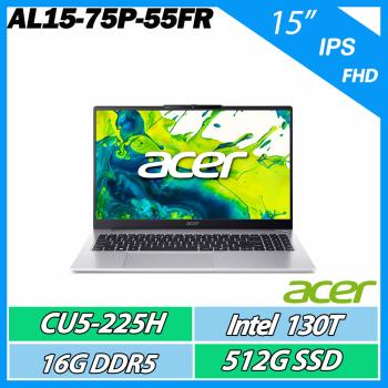 Acer宏碁 AL15-75P Acer宏碁 AL15-75P 是一款15.6吋 IPS 高解析度螢幕的高效能筆電,搭載 Intel Core Ultra 5 225H 處理器與 32GB DDR5 記憶體,內建 2TB 固態硬碟,支援 Wi-Fi 6 與藍芽 5.2,提供 2M FHD 網路攝影機與 58Wh 電池,輕巧設計僅 1.6kg,適合日常使用與移動需求。