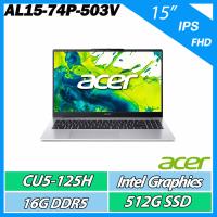 Acer宏碁 AL15-74P 是一款15.6吋 IPS 銀色系的高效能筆電，搭載 Intel Core Ultra 5 125H 處理器與 32GB DDR5 記憶體，內建 Intel UHD Graphics 顯示晶片，配備 2TB 固態硬碟，支援 Wi-Fi 6 與藍芽 5.2，重量僅 1.6kg，適合日常使用與輕度多工處理。