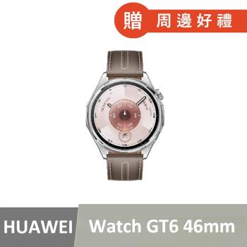 Huawei華為 Watch GT6 GPS 46mm 智慧手錶，具備GPS定位、藍芽通話、睡眠監測、健康資料偵測、血氧偵測及運動偵測功能，支援iOS與Android系統，提供8-30天待機時間，輕巧設計，尺寸46×46×10.95mm，重量51.3g，多種顏色選擇，包括雅丹黑、冰川灰與原野綠，符合NCC認證，CCAK25LP1780T4