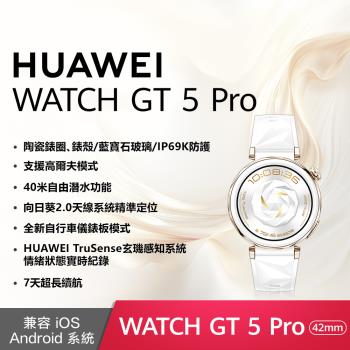 華為 HUAWEI WATCH GT 5 Pro 42mm GPS運動健康智慧手錶 冰川白