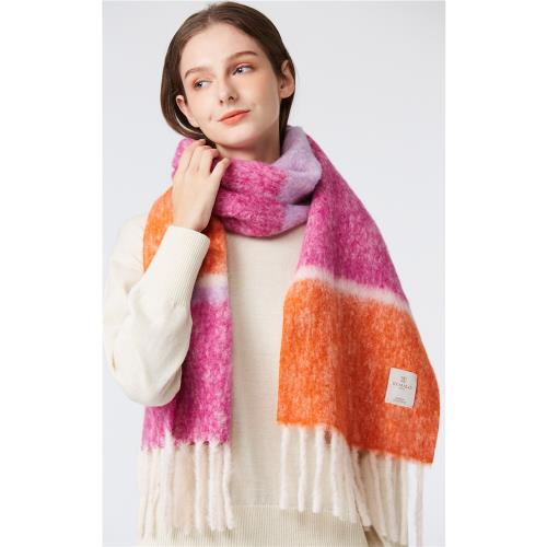 ST.MALO W.柔霧暮色羊駝厚絨披肩-獨