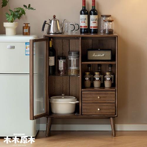 【RICHOME】原木長虹玻璃實木餐邊櫃