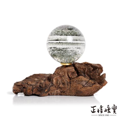 正佳珠寶】綠幽靈頂級異象千層水晶球57.4mm 綠幽靈水晶球｜特製木座