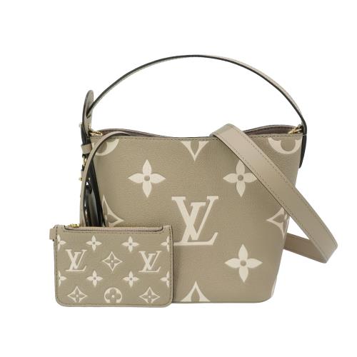 Louis Vuitton All In BB 壓花粒面牛皮二用水桶包(M13045-斑鳩灰/奶油色)