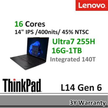 Lenovo 聯想 ThinkPad L14 G6 14核心AI筆電 Ultra 7 255H/16G/1TB/Win11 Pro/三年保固/商務軍規