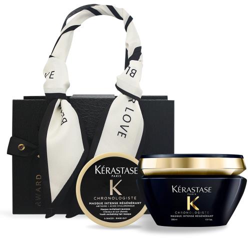 KERASTASE 卡詩 黑鑽極萃逆時髮膜頂級禮盒[黑鑽極萃逆時髮膜(200ml+75ml)]附法式絲帶禮盒-國際航空版