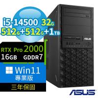 ASUS 華碩 W680 商用工作站 i5-14500/32G/512G SSDx2+1TB/RTX PRO 2000/Win11專業版/三年保固