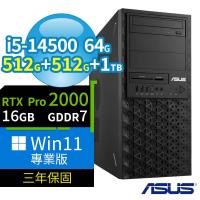 ASUS 華碩 W680 商用工作站 i5-14500/64G/512G SSDx2+1TB/RTX PRO 2000/Win11專業版/三年保固