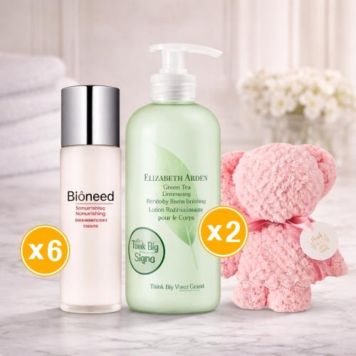 【全效呵護】德國Bioneed 活膚青春露150mlx6入+雅頓 綠茶身體乳雙瓶組(500mlX2)