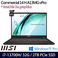 (規格升級)MSI微星 Commercial 14 H A13MG vPro-419TW 14吋筆電 i7-13700H/32G/2TB/W11P