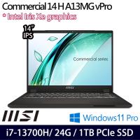 (規格升級)MSI微星 Commercial 14 H A13MG vPro-419TW 14吋筆電 i7-13700H/24G/1TB/W11P