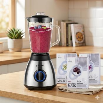 TATUNG大同 1.5公升玻璃果汁機 TJC-1518A+DeMon NB 超肌能縮時氣墊面膜(3片/盒)x3盒