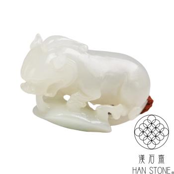 漢石齋】天然和田玉立體雕靈猴獻瑞玉佩手把件羊脂白玉(56*48*29mm