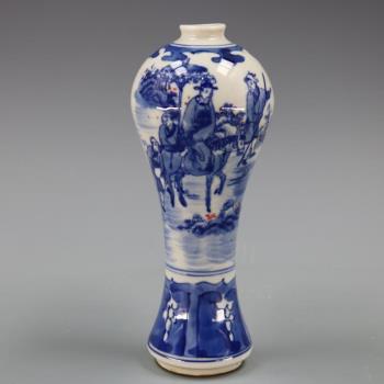 清乾隆青花人物故事梅瓶家居仿古裝飾瓷器小擺件手工古董古玩收藏|人體