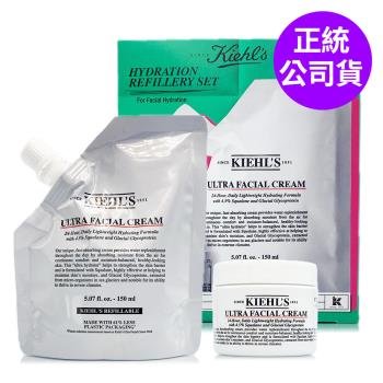 KIEHLS契爾氏 冰河醣蛋白舒敏修護保濕霜150ml(補充包)+瓶裝50ml (正統公司貨/禮盒包裝)
