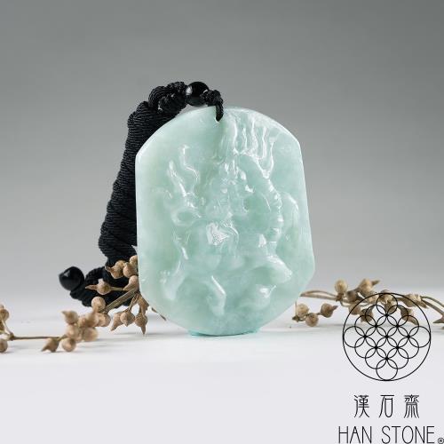 漢石齋】天然翡翠A貨麒麟玉佩吊墜飄花種(47*55*7mm)|貔貅/麒麟|ETMall