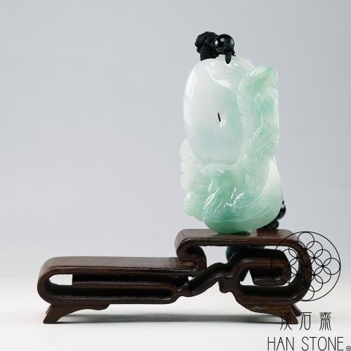 漢石齋】天然翡翠A貨鳳凰呈祥玉佩吊墜冰糯種飄花(33*53*5.6mm)|其他