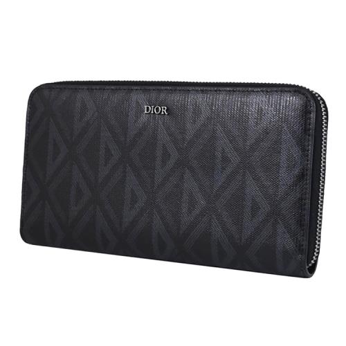 Christian Dior CD Diamond 滿版花紋皮革ㄇ字拉鍊長夾.黑|Dior|ETMall