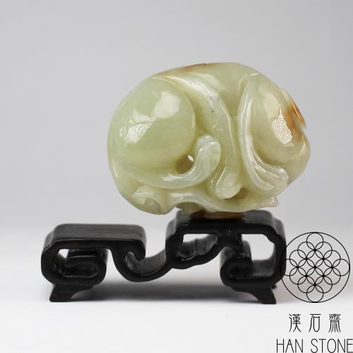ジャスミン　清時代　和田玉　瑞獣玉佩　純和田玉彫り古玉石　白玉(F-66) ジャスミン 清時代 和田玉 瑞獣玉佩 純和田玉彫り古玉石 白玉(F-66