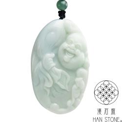 漢石齋】天然翡翠A貨大彌勒佛玉佩吊墜淺色飄花種(42*69*12mm)|彌勒佛