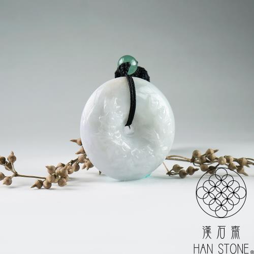 漢石齋】天然翡翠A貨花開富貴平安扣玉佩吊墜紫羅蘭種飄花(40*40*13mm
