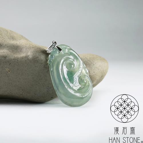 漢石齋】天然翡翠A貨如意玉佩吊墜冰種飄花(22*34*3mm)|如意|ETMall東森