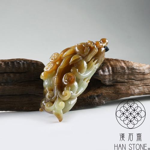 漢石齋】天然和田玉貔貅玉佩手把件白玉帶糖(34*88*30mm)|擺件/把玩
