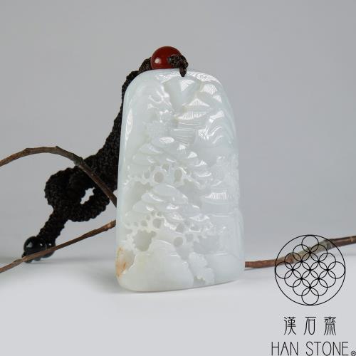 漢石齋】天然翡翠A貨山水玉佩吊墜冰糯種(37*56*12mm)|其他造型|ETMall