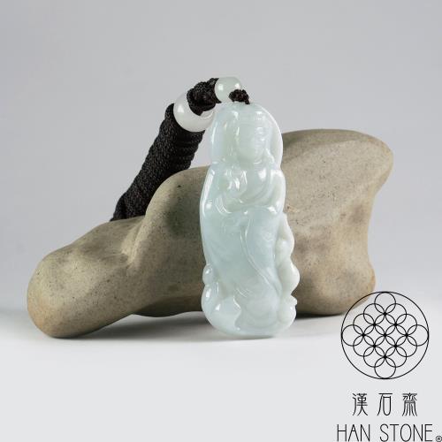漢石齋】天然翡翠A貨觀音玉佩項鍊冰糯種(23*53*6mm)|觀音|ETMall東森購物網