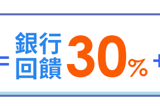 銀行回饋30%