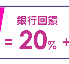 銀行回饋20%