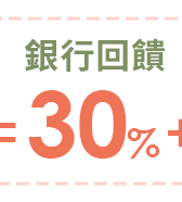 銀行回饋30%