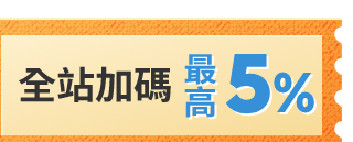 全站加碼最高３%