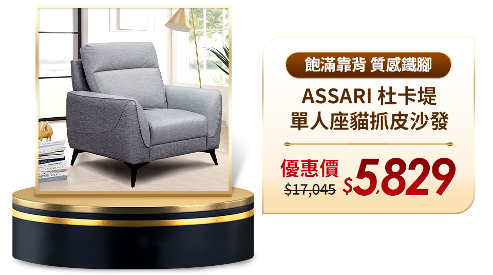 ASSARI 杜卡堤單人座貓抓皮沙發