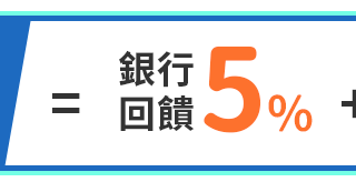 銀行回饋：5% 