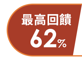 最高回饋62%