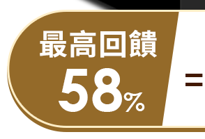 最高回饋58%