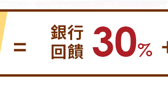 銀行回饋30%