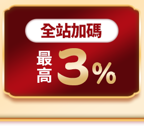 全站加碼 最高3%