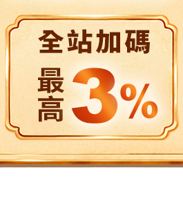 全站加碼最高3%