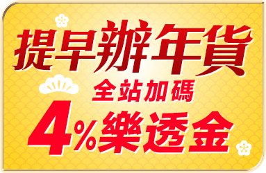提前辦年貨 全站加碼4%樂透金