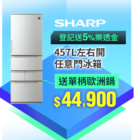 夏普 自動除菌左右開任意門冰